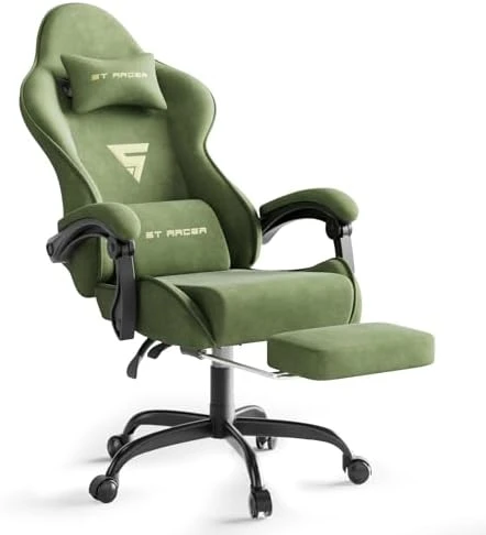 Gaming Chair Racing with Footrest and Massage Lumbar Cushion — Massage Chairs, Generic