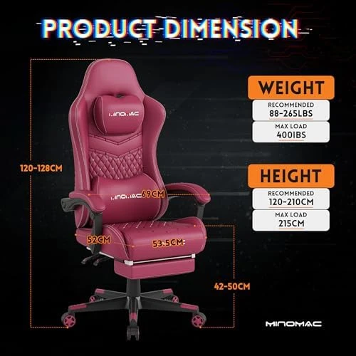 Gaming Chair with Footrest and Lumbar Support — Smart Chairs, MINOMAC