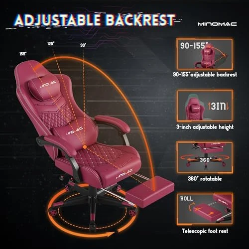 Gaming Chair with Footrest and Lumbar Support — Smart Chairs, MINOMAC