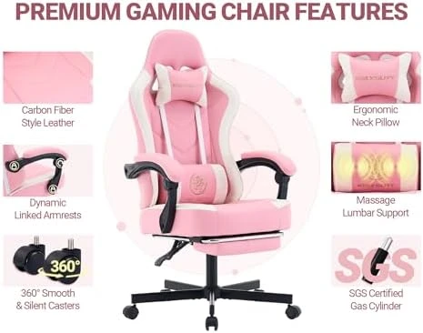Gaming Chair with Footrest, Ergonomic High Back Computer Chair — Smart Chairs, Mistpeople