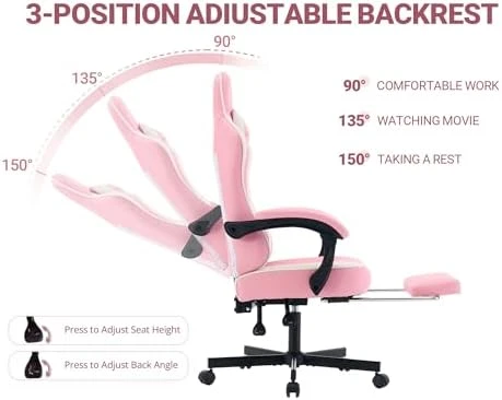 Gaming Chair with Footrest, Ergonomic High Back Computer Chair — Smart Chairs, Mistpeople