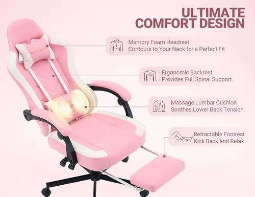 Gaming Chair with Footrest, Ergonomic High Back Computer Chair — Smart Chairs, Mistpeople