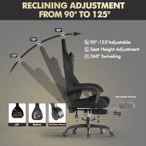 Gaming Chair with Footrest Massage Lumbar Cushion — Smart Chairs, Generic