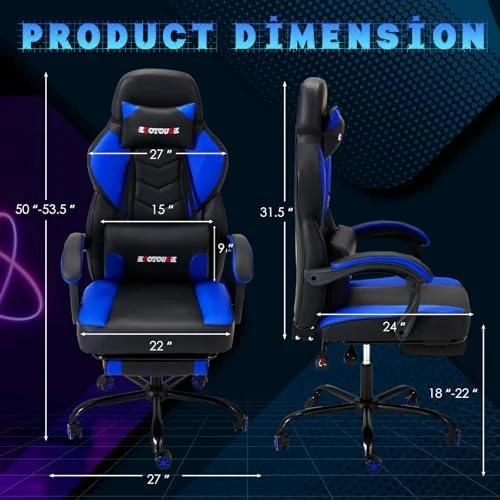 Gaming Chair with Footrest — Massage Chairs, ECOTOUGE