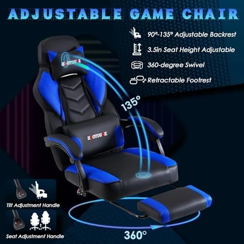 Gaming Chair with Footrest — Massage Chairs, ECOTOUGE