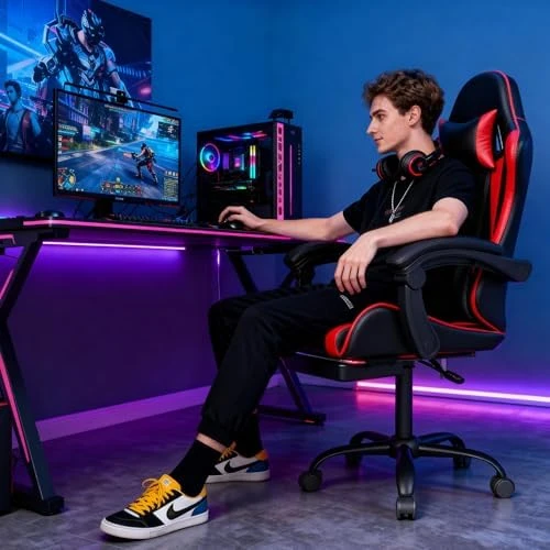 Gaming Chair with Headrest and Lumbar Support — Smart Chairs, Visit the OS MOTOR Store