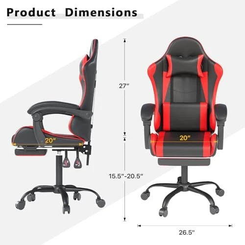 Gaming Chair with Headrest and Lumbar Support — Smart Chairs, Visit the OS MOTOR Store
