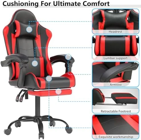 Gaming Chair with Headrest and Lumbar Support — Smart Chairs, Visit the OS MOTOR Store