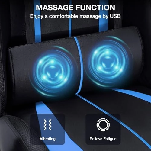 Gaming Chair with LED RGB Lights with Massage and Footrest — Smart Chairs, HOFFREE