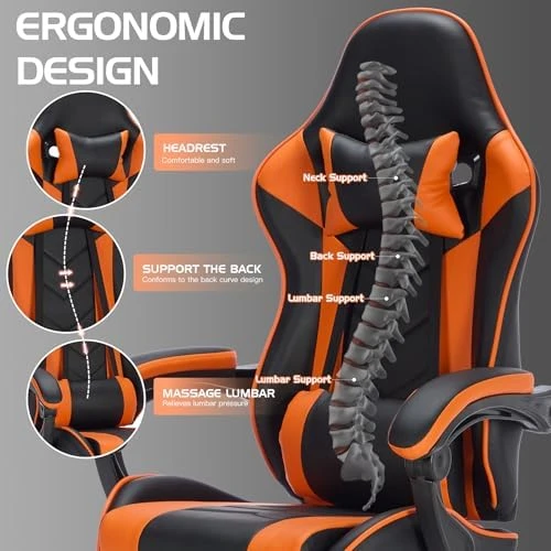 Gaming Chair with Massage and Footrest — Smart Chairs, Generic