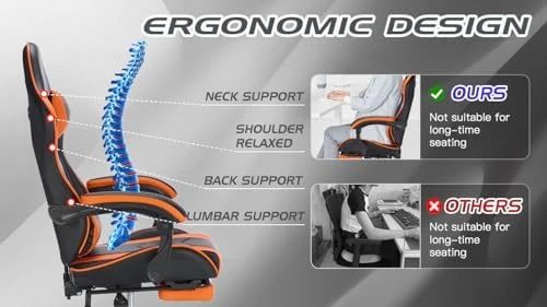 Gaming Chair with Massage and Footrest — Smart Chairs, Generic