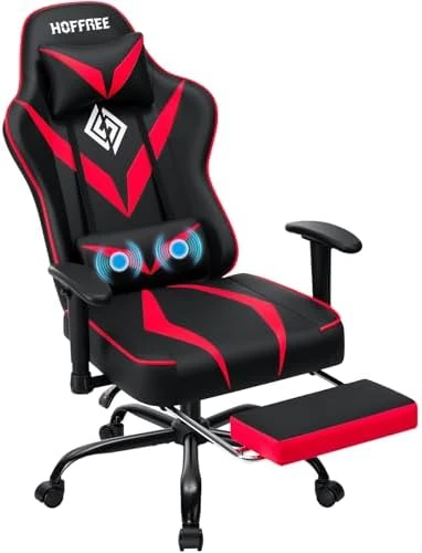 Gaming Chair with Massage Ergonomic Computer Chair with Footrest and Lumbar Support Reclining PC Game Chair — Massage Chairs, VANSPACE