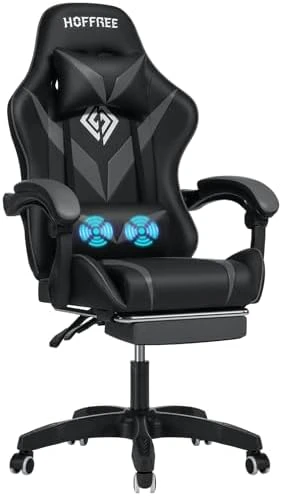 Gaming Chair with Massage Ergonomic Computer Chair with Footrest and Lumbar Support Reclining PC Game Chair — Massage Chairs, VANSPACE