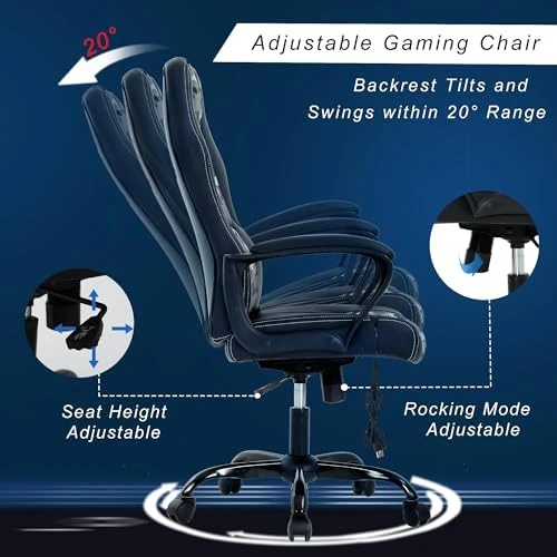 Gaming Chair With Massager, Ergonomic Office Video Gaming Computer Leather Desk Racing, Comfy Massage Silla Gamer for... — Smart Chairs, Capacmkseh