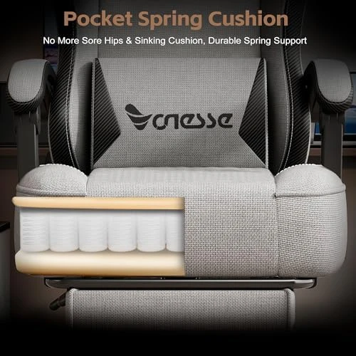 Gaming Chair with Mesh Fabric, Adjustable Lumbar Support, Footrest and Headrest — Smart Chairs, Vonesse