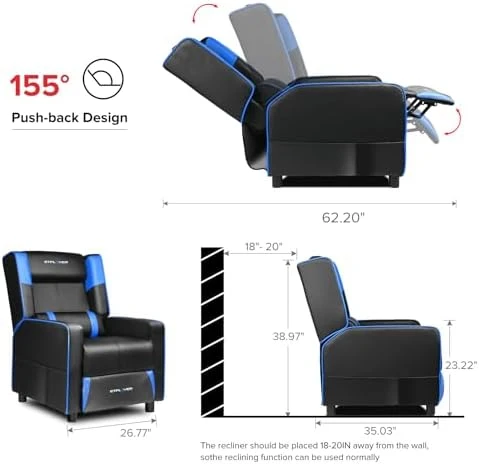 Gaming Recliner Chair for Living Room Racing Style Single PU Leather Gaming Sofa for Adults Modern Game Recliners... — Massage Chairs, GTPLAYER