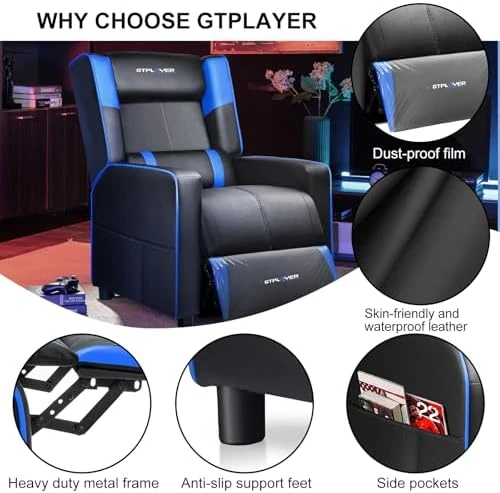 Gaming Recliner Chair for Living Room Racing Style Single PU Leather Gaming Sofa for Adults Modern Game Recliners... — Massage Chairs, GTPLAYER