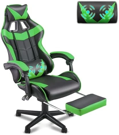 Green Gaming Chair with Footrest — Smart Chairs, Soontrans