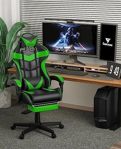 Green Gaming Chair with Footrest — Smart Chairs, Soontrans