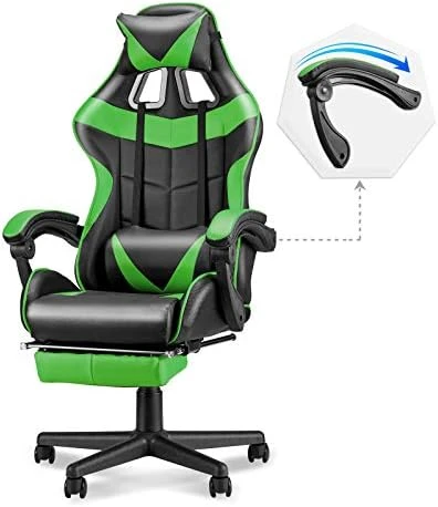 Green Gaming Chair with Footrest — Smart Chairs, Soontrans