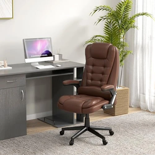 High Back Vibration Massage Office Chair with 6 Vibration Points — Massage Chairs, HOMCOM