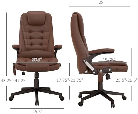 High Back Vibration Massage Office Chair with 6 Vibration Points — Massage Chairs, HOMCOM