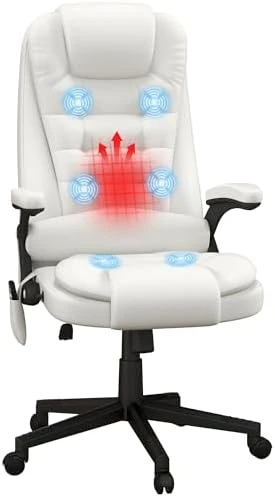 High Back Vibration Massage Office Chair with 6 Vibration Points — Massage Chairs, HOMCOM