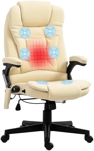 High Back Vibration Massage Office Chair with 6 Vibration Points — Massage Chairs, HOMCOM