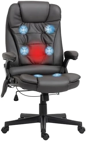 High Back Vibration Massage Office Chair with 6 Vibration Points — Massage Chairs, HOMCOM