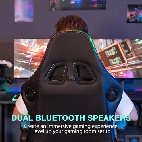 LED Gaming Chair with Speakers and Massage — Smart Chairs, HOFFREE