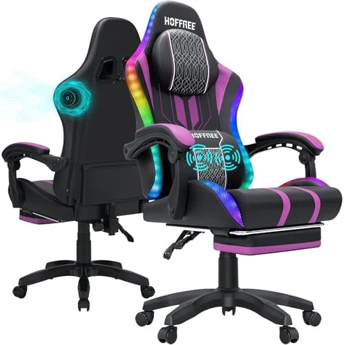 LED Gaming Chair with Speakers and Massage — Smart Chairs, HOFFREE