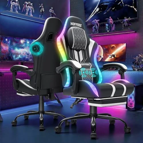 LED Gaming Chair with Speakers and Massage — Smart Chairs, HOFFREE
