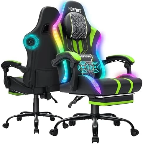 LED Gaming Chair with Speakers and Massage — Smart Chairs, HOFFREE