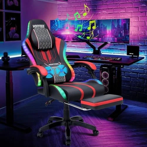 LED Gaming Chair with Speakers and Massage — Smart Chairs, HOFFREE
