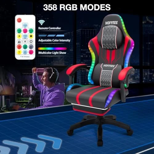 LED Gaming Chair with Speakers and Massage — Smart Chairs, HOFFREE
