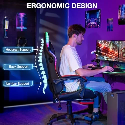 LED Gaming Chair with Speakers and Massage — Smart Chairs, HOFFREE