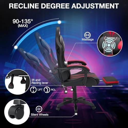 LED Gaming Chair with Speakers and Massage — Smart Chairs, HOFFREE