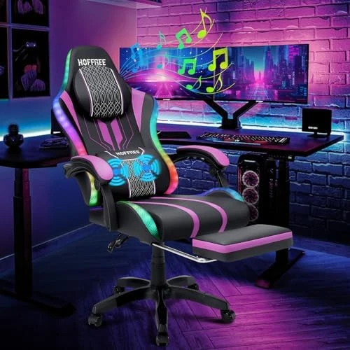 LED Gaming Chair with Speakers and Massage — Smart Chairs, HOFFREE