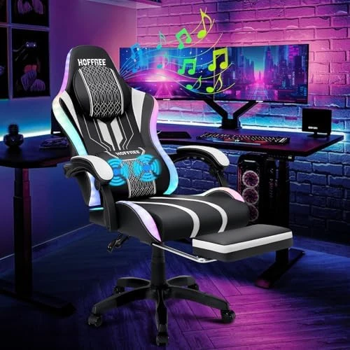 LED Gaming Chair with Speakers and Massage — Smart Chairs, HOFFREE