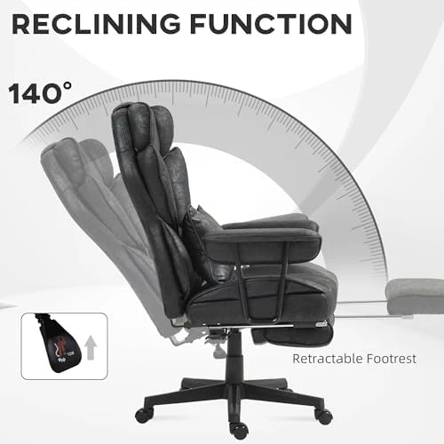 Massage Executive Office Chair with 6 Vibration Points, Heated, Foot Rest, Lumbar Support — Smart Chairs, HOMCOM