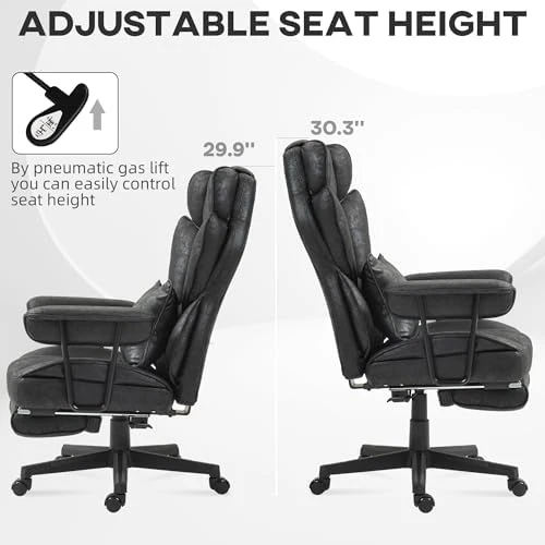 Massage Executive Office Chair with 6 Vibration Points, Heated, Foot Rest, Lumbar Support — Smart Chairs, HOMCOM