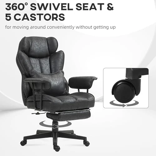 Massage Executive Office Chair with 6 Vibration Points, Heated, Foot Rest, Lumbar Support — Smart Chairs, HOMCOM