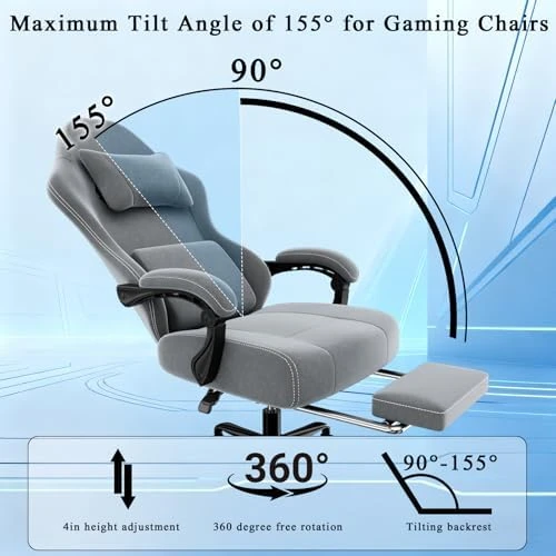 Massage Gaming Chair with Lumbar Support and Footrest — Smart Chairs, Bstyjqxh