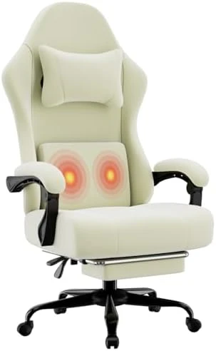 Massage Gaming Chair with Lumbar Support and Footrest — Smart Chairs, Bstyjqxh