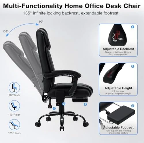 Massage Office Chair with Heat, 7 Points Vibration, Ergonomic Executive Chair with Footrest — Massage Chairs, HOFFREE