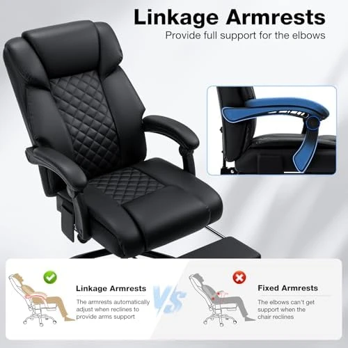 Massage Office Chair with Heat, 7 Points Vibration, Ergonomic Executive Chair with Footrest — Massage Chairs, HOFFREE