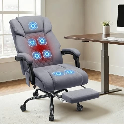 Massage Office Chair with Heat, 7 Points Vibration, Ergonomic Executive Chair with Footrest — Massage Chairs, HOFFREE