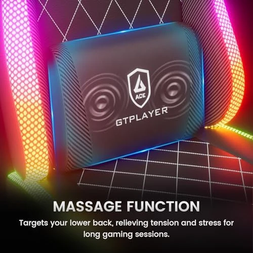 RGB Gaming Chair with Footrest, Massage, LED Lights, Lumbar Support — Smart Chairs, GTPLAYER