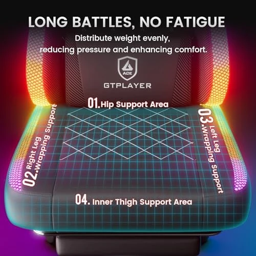 RGB Gaming Chair with Footrest, Massage, LED Lights, Lumbar Support — Smart Chairs, GTPLAYER