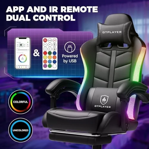 RGB Gaming Chair with Footrest — Smart Chairs, GTPLAYER